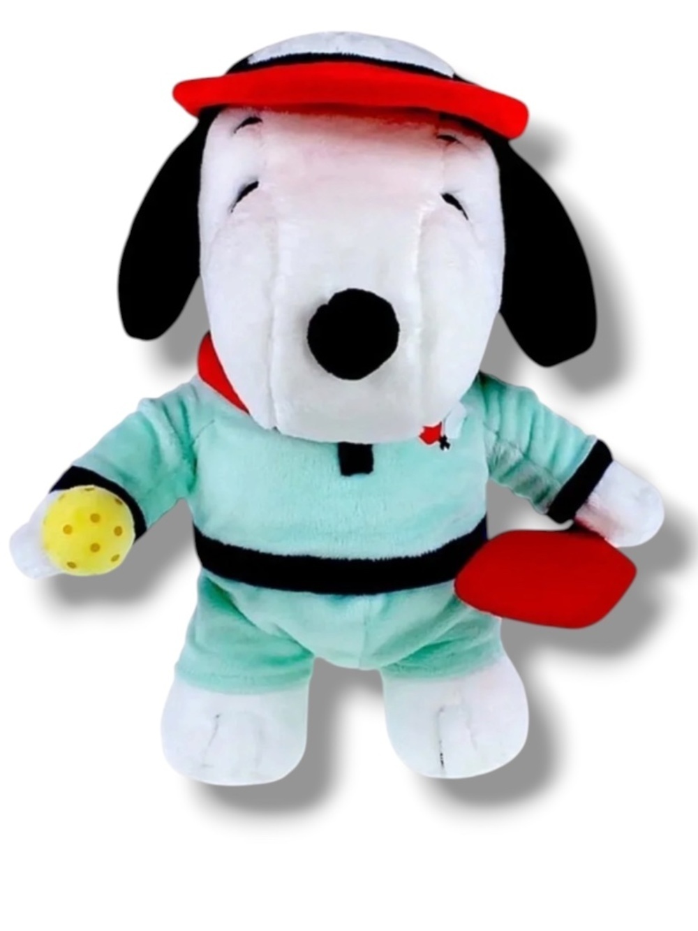 Snoopy Pickleball Plush Stuffed Toy Pickleball Outfit Visor Paddle and Ball 11”